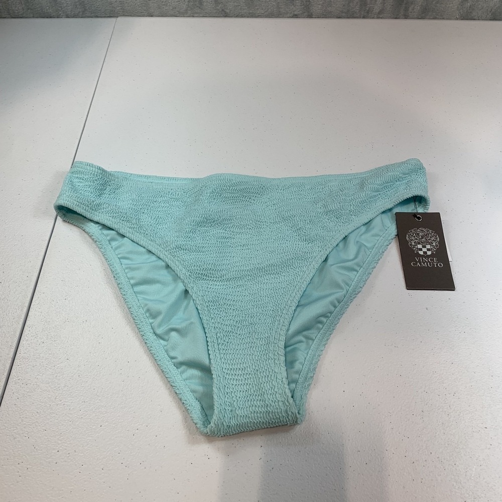Vince Camuto Women's Bikini Swim Bottoms L Blue Textured Oasis Blue
